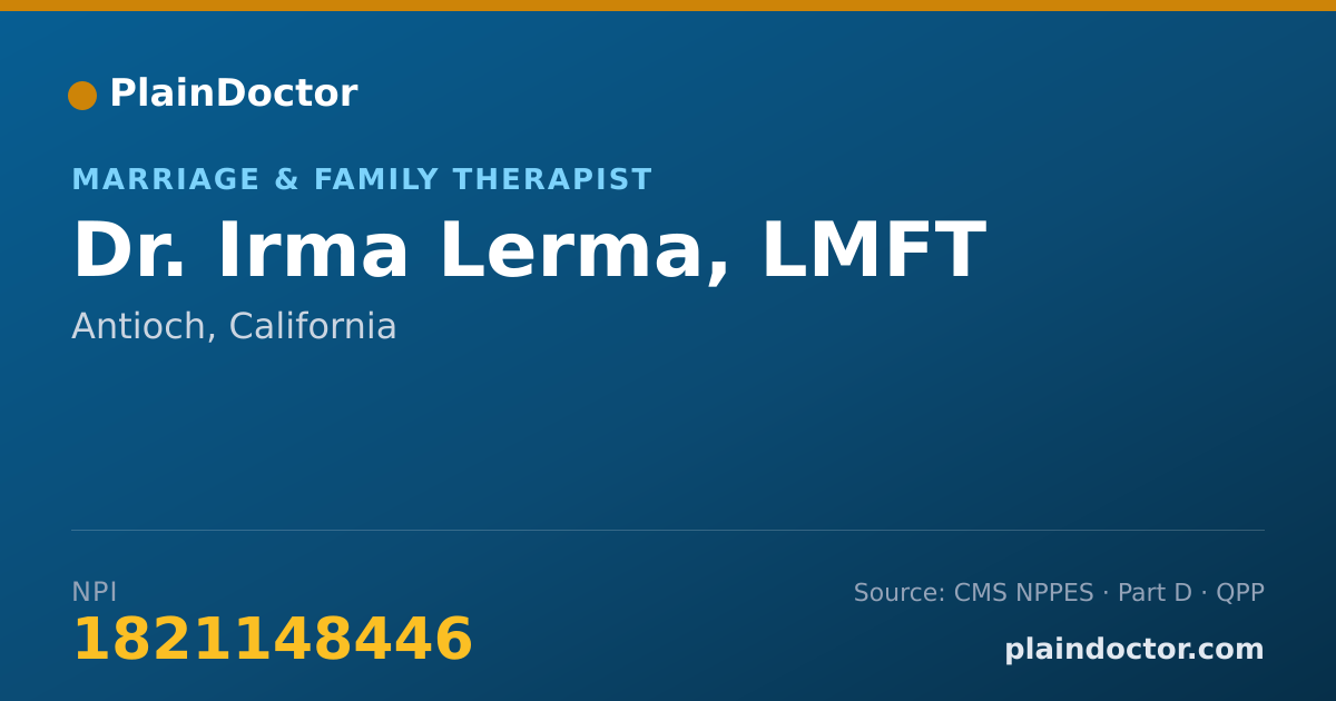 Shareable card for Irma Lerma, LMFT - Marriage & Family Therapist, Antioch, CA