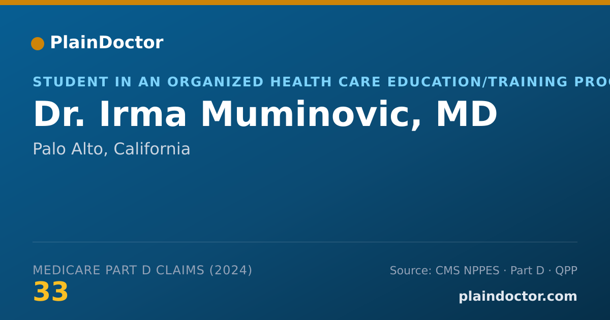 Shareable card for Irma Muminovic, MD - Student in an Organized Health Care Education/Training Program, Palo Alto, CA