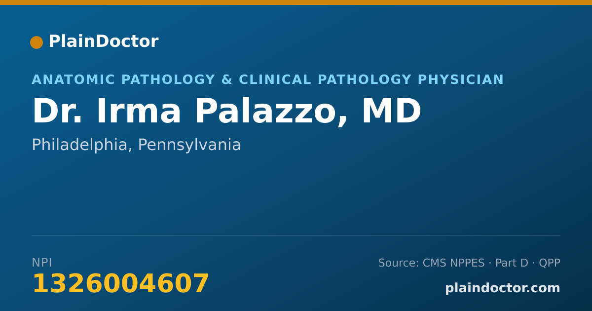 Shareable card for Irma Palazzo, MD - Anatomic Pathology & Clinical Pathology Physician, Philadelphia, PA