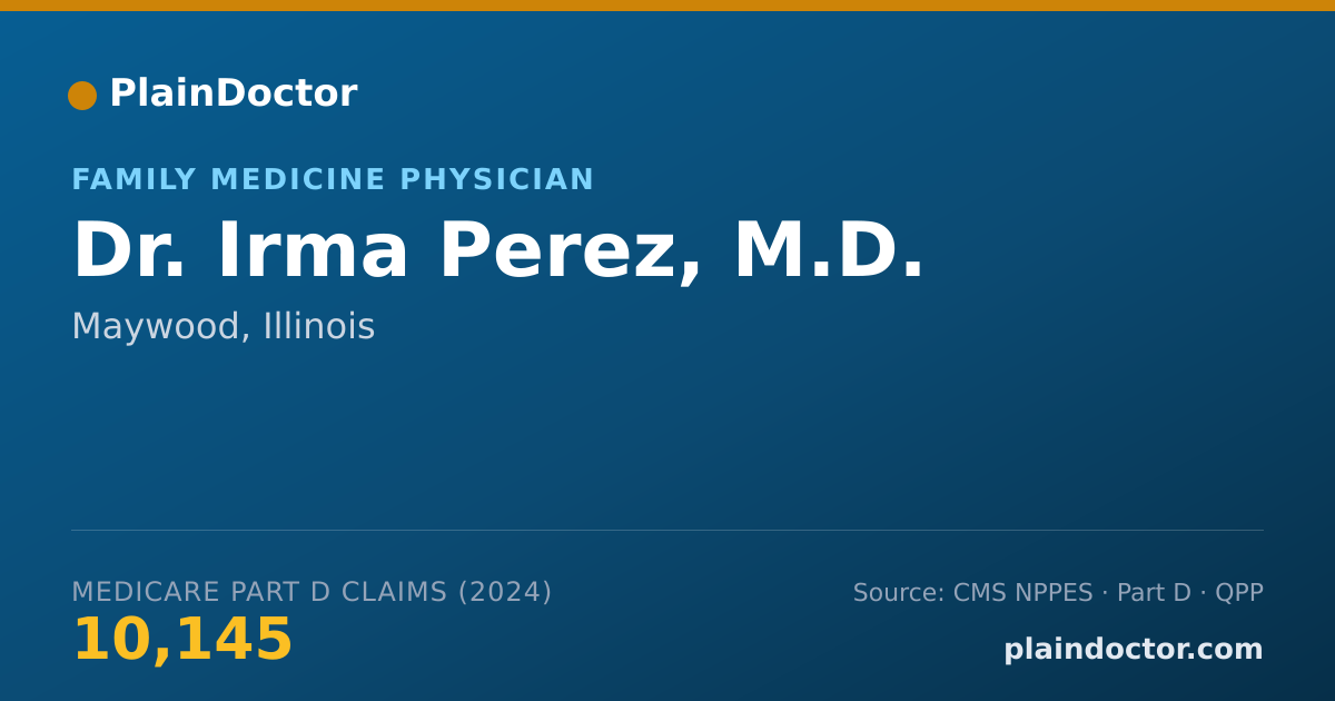 Shareable card for Irma Perez, M.D. - Family Medicine Physician, Maywood, IL