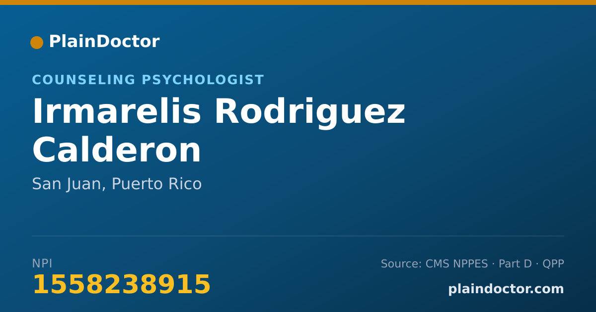 Shareable card for Irmarelis Rodriguez Calderon - Counseling Psychologist, San Juan, PR