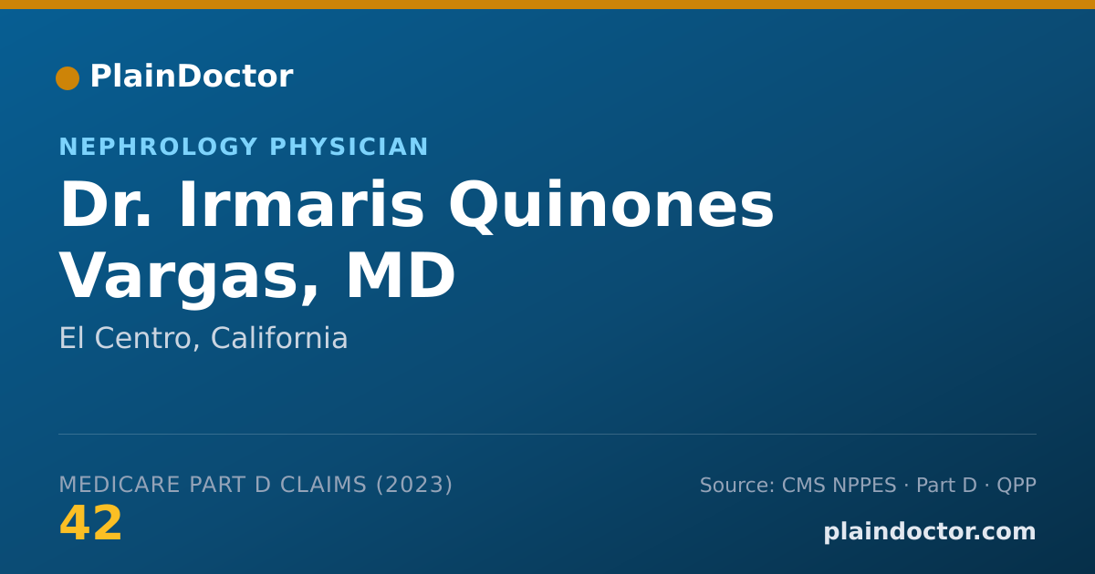 Shareable card for Irmaris Quinones Vargas, MD - Nephrology Physician, El Centro, CA