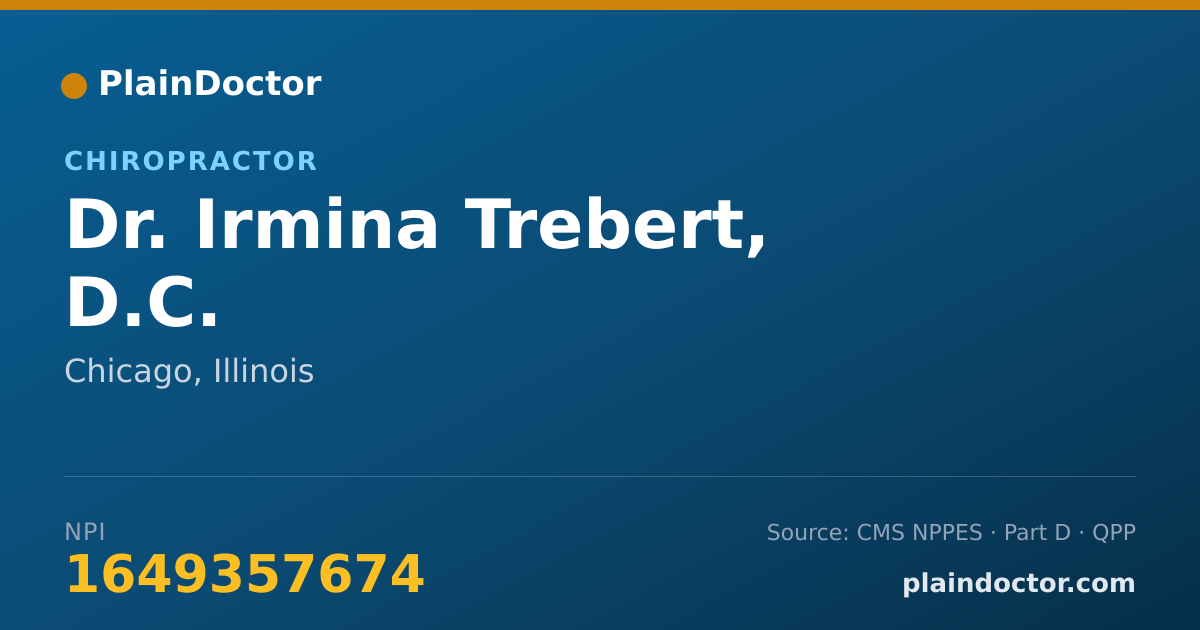 Shareable card for Irmina Trebert, D.C. - Chiropractor, Chicago, IL