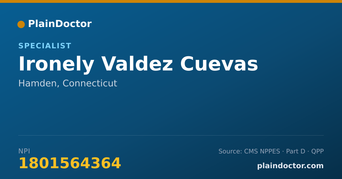 Shareable card for Ironely Valdez Cuevas - Specialist, Hamden, CT