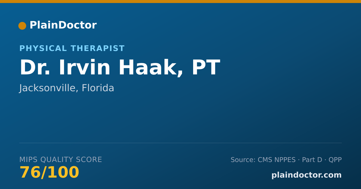 Shareable card for Irvin Haak, PT - Physical Therapist, Jacksonville, FL