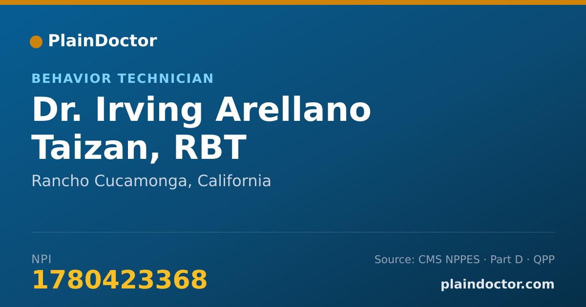 Shareable card for Irving Arellano Taizan, RBT - Behavior Technician, Rancho Cucamonga, CA