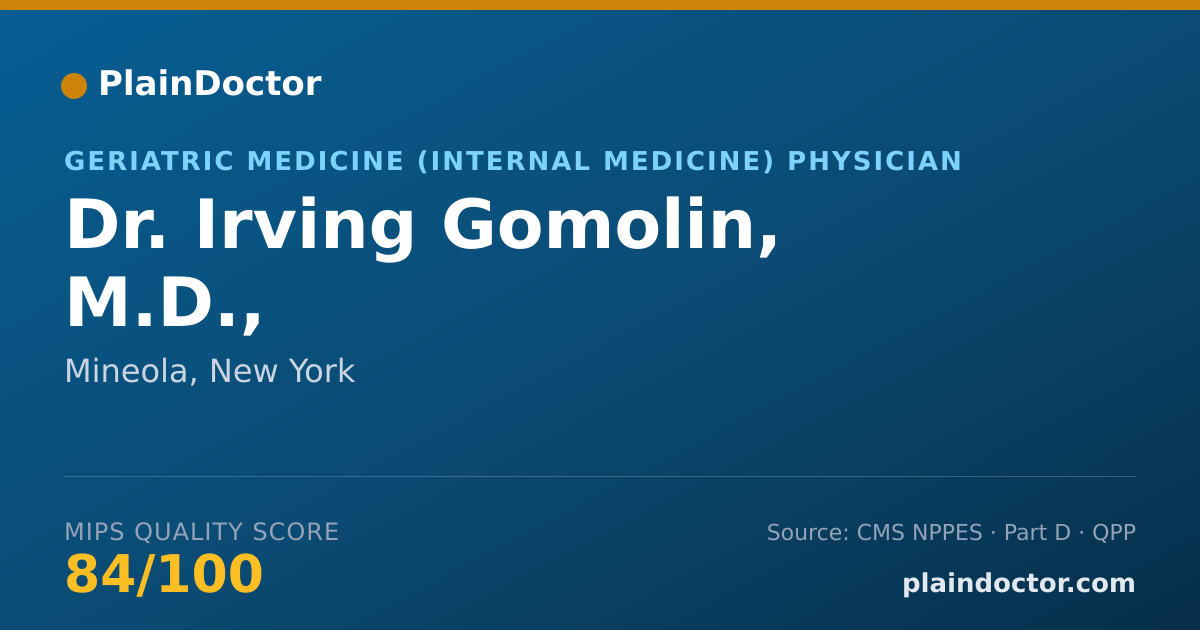 Shareable card for Irving Gomolin, M.D., - Geriatric Medicine (Internal Medicine) Physician, Mineola, NY