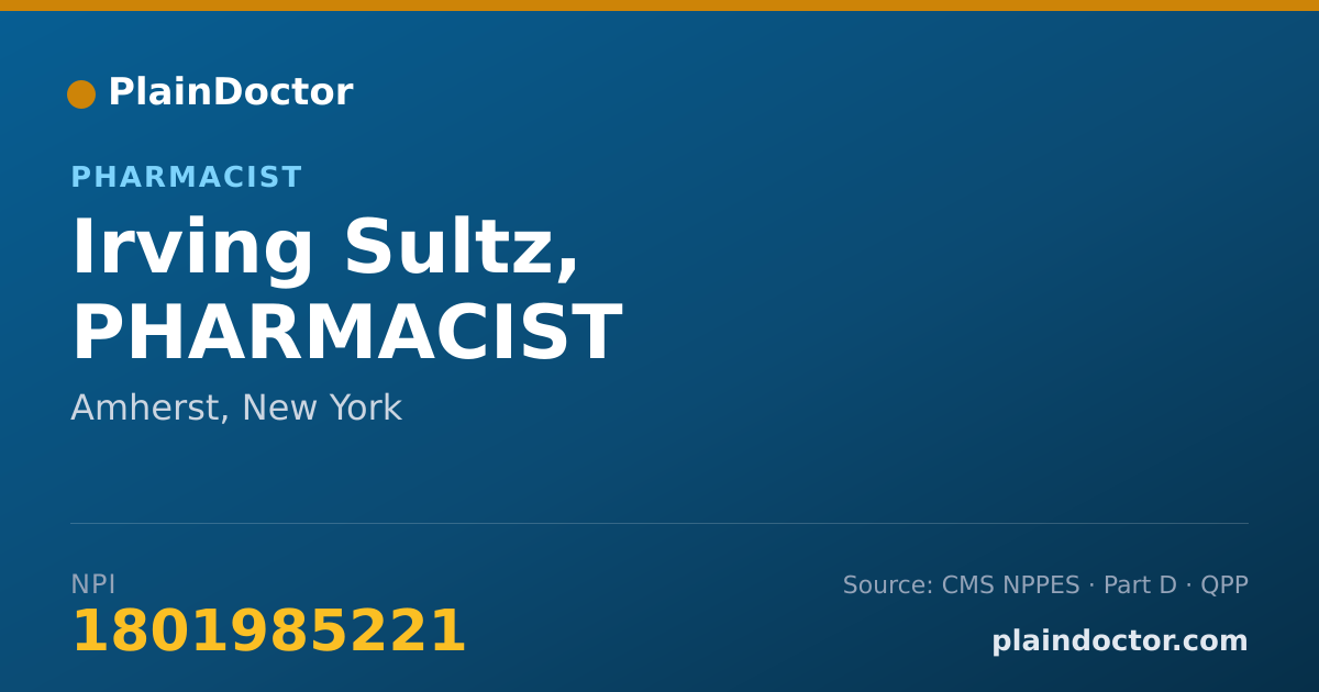 Shareable card for Irving Sultz, PHARMACIST - Pharmacist, Amherst, NY
