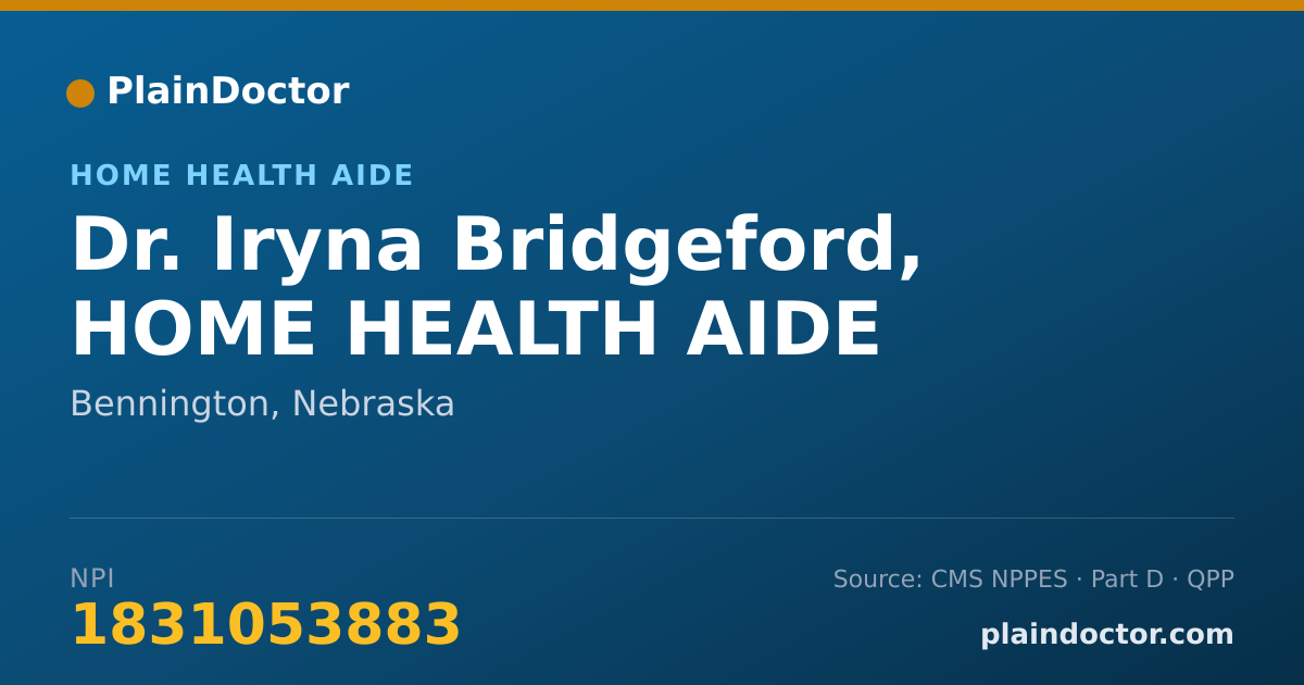 Shareable card for Iryna Bridgeford, HOME HEALTH AIDE - Home Health Aide, Bennington, NE