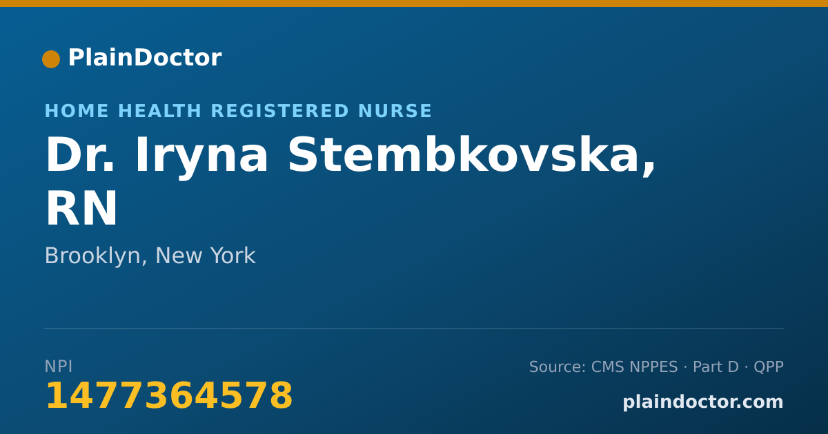 Shareable card for Iryna Stembkovska, RN - Home Health Registered Nurse, Brooklyn, NY
