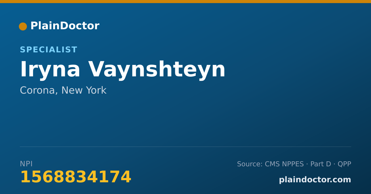 Shareable card for Iryna Vaynshteyn - Specialist, Corona, NY