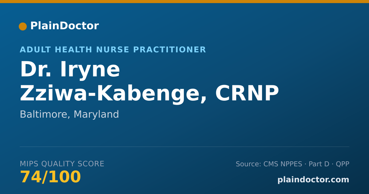 Shareable card for Iryne Zziwa-Kabenge, CRNP - Adult Health Nurse Practitioner, Baltimore, MD