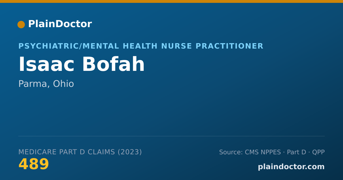 Shareable card for Isaac Bofah - Psychiatric/Mental Health Nurse Practitioner, Parma, OH