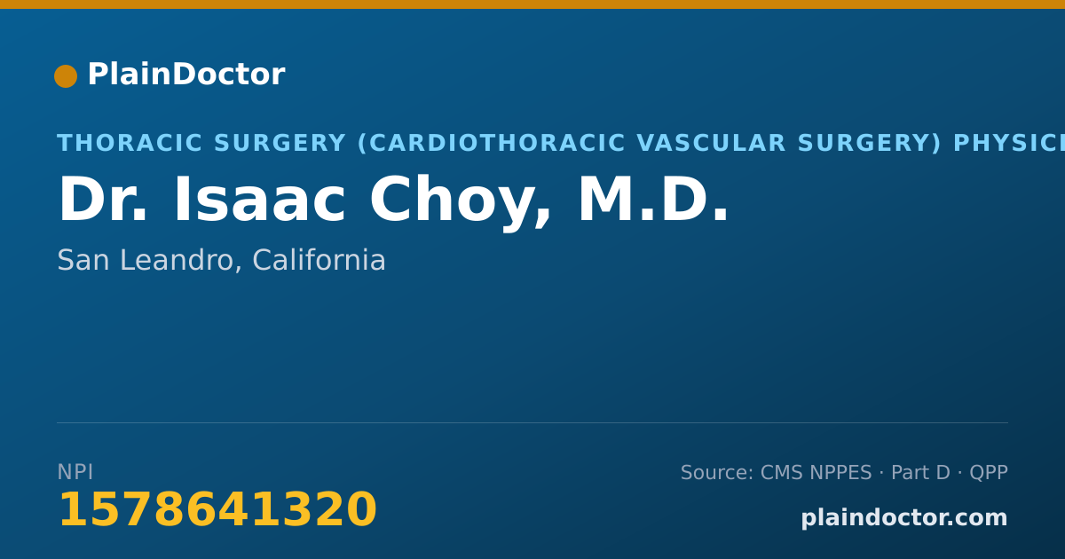 Shareable card for Isaac Choy, M.D. - Thoracic Surgery (Cardiothoracic Vascular Surgery) Physician, San Leandro, CA