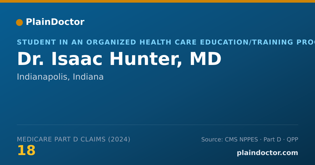 Shareable card for Isaac Hunter, MD - Student in an Organized Health Care Education/Training Program, Indianapolis, IN