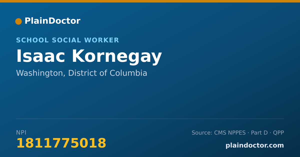 Shareable card for Isaac Kornegay - School Social Worker, Washington, DC