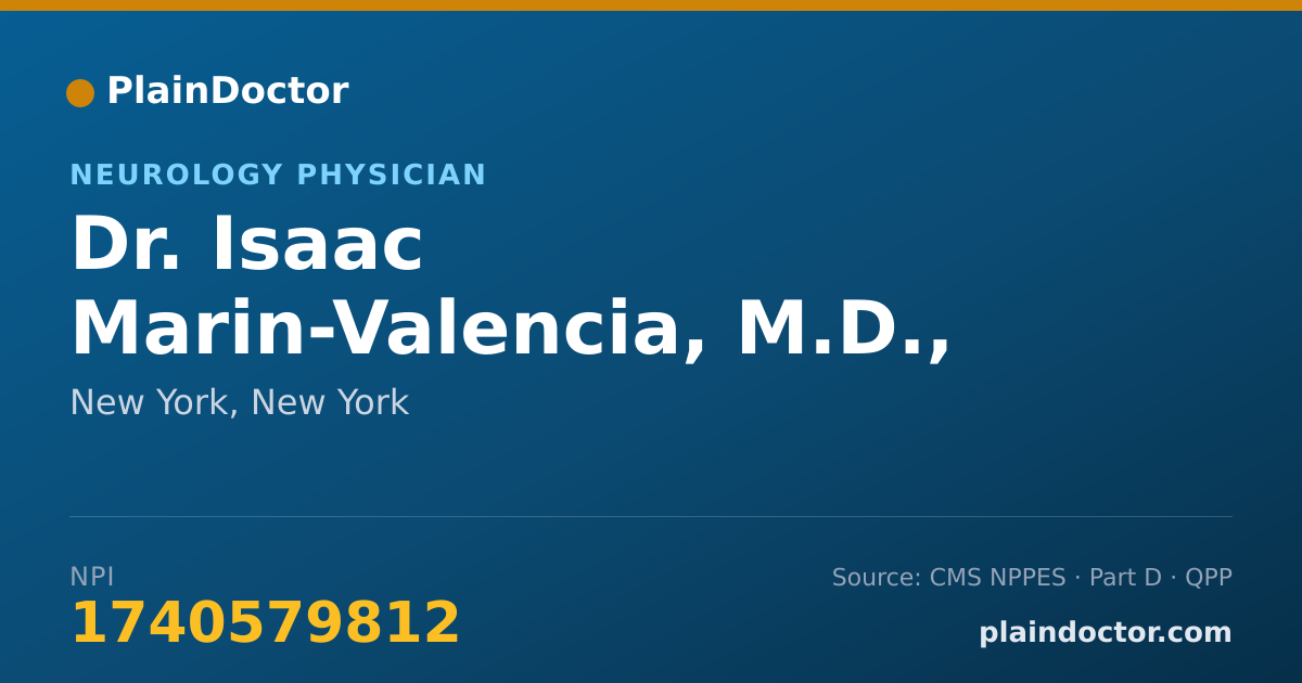 Shareable card for Isaac Marin-Valencia, M.D., M.S. - Neurology Physician, New York, NY