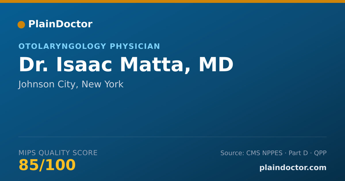 Shareable card for Isaac Matta, MD - Otolaryngology Physician, Johnson City, NY