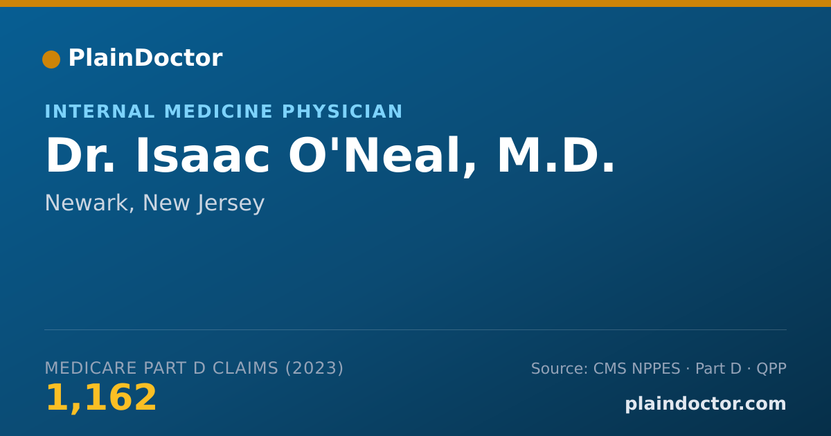Shareable card for Isaac O'Neal, M.D. - Internal Medicine Physician, Newark, NJ