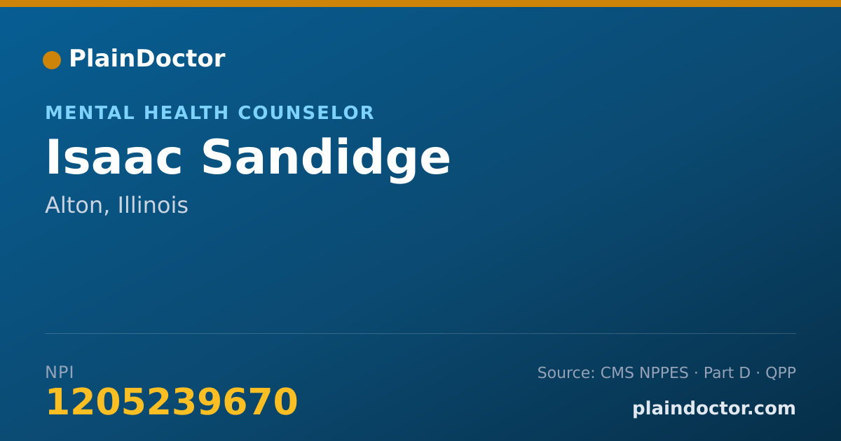 Shareable card for Isaac Sandidge - Mental Health Counselor, Alton, IL