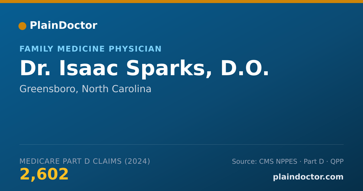 Shareable card for Isaac Sparks, D.O. - Family Medicine Physician, Greensboro, NC