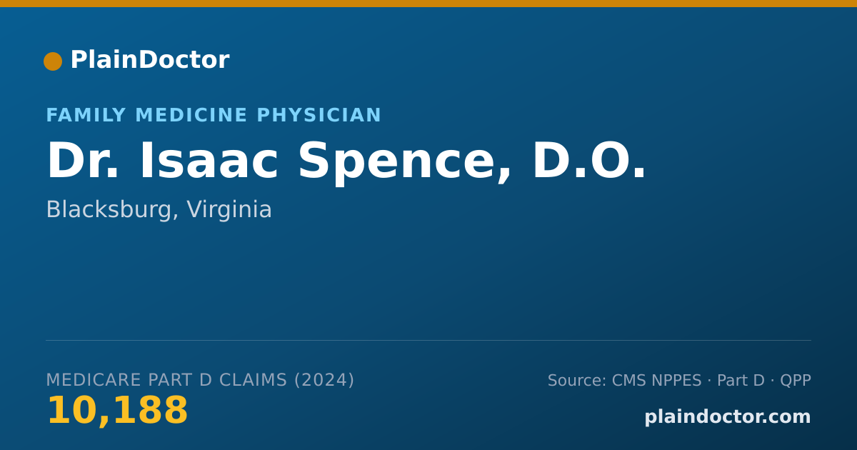Shareable card for Isaac Spence, D.O. - Family Medicine Physician, Blacksburg, VA
