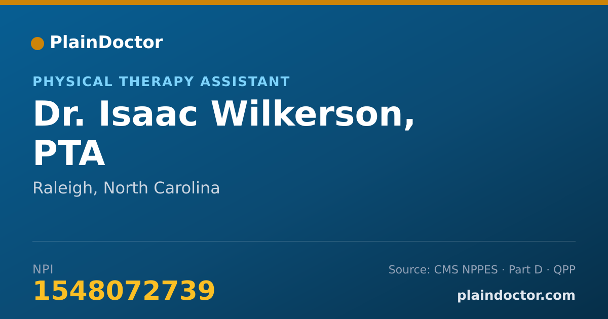 Shareable card for Isaac Wilkerson, PTA - Physical Therapy Assistant, Raleigh, NC