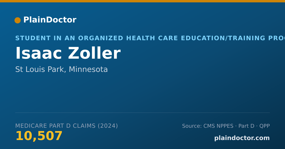Shareable card for Isaac Zoller - Student in an Organized Health Care Education/Training Program, St Louis Park, MN