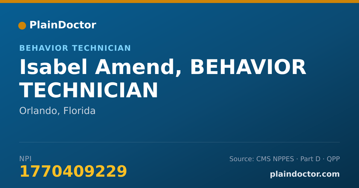 Shareable card for Isabel Amend, BEHAVIOR TECHNICIAN - Behavior Technician, Orlando, FL