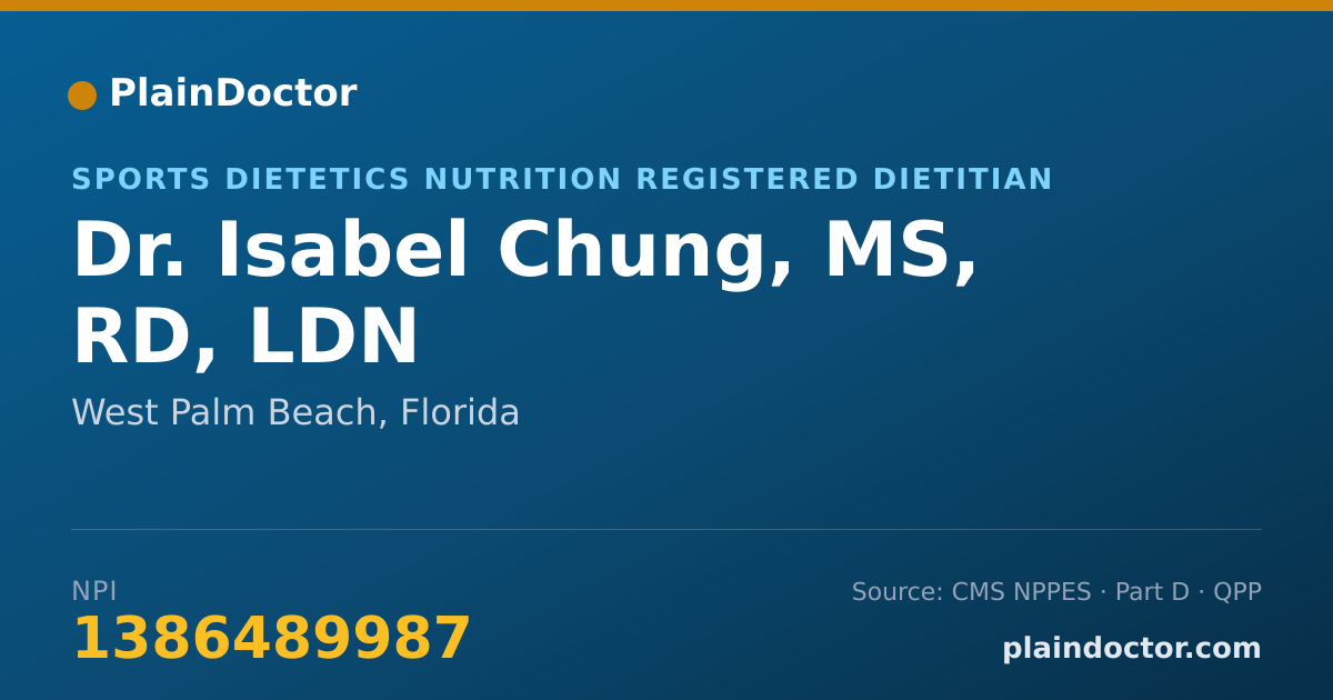 Shareable card for Isabel Chung, MS, RD, LDN - Sports Dietetics Nutrition Registered Dietitian, West Palm Beach, FL
