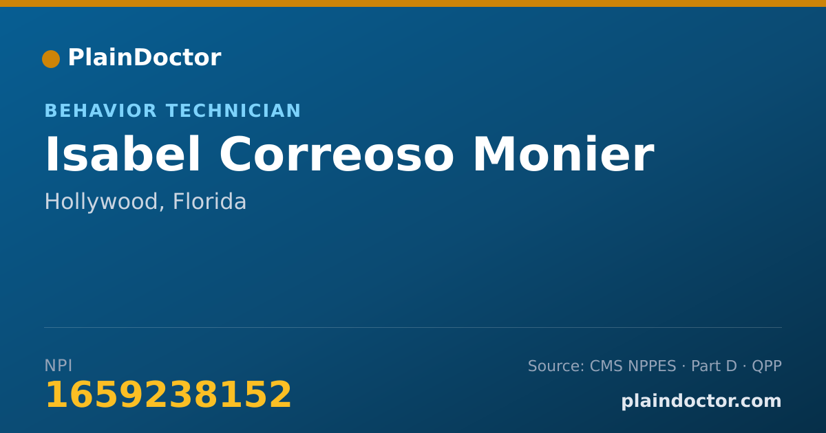 Shareable card for Isabel Correoso Monier - Behavior Technician, Hollywood, FL