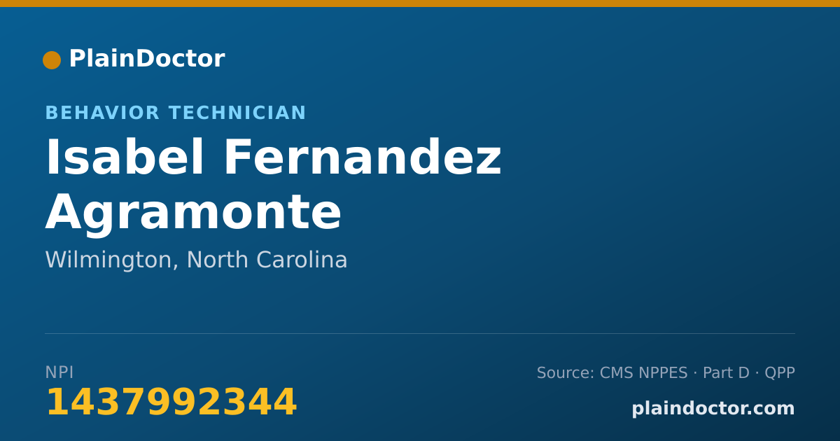 Shareable card for Isabel Fernandez Agramonte - Behavior Technician, Wilmington, NC