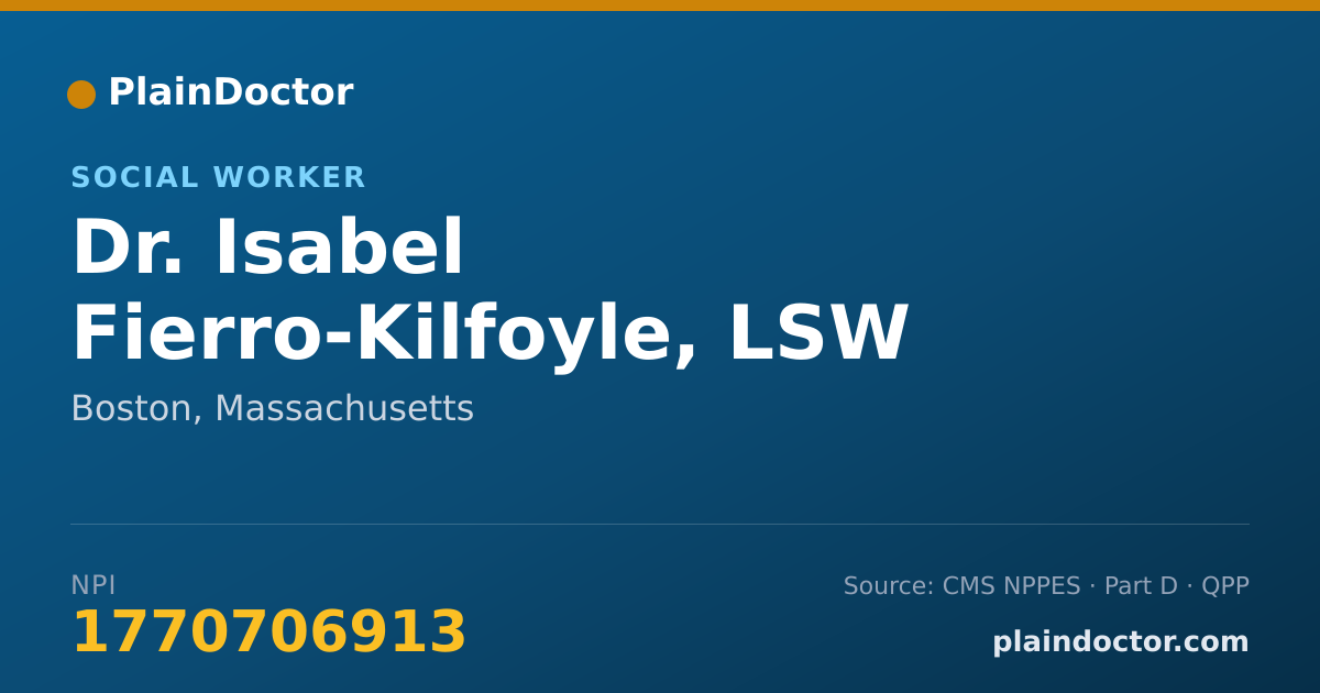 Shareable card for Isabel Fierro-Kilfoyle, LSW - Social Worker, Boston, MA