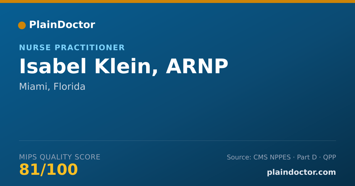 Shareable card for Isabel Klein, ARNP - Nurse Practitioner, Miami, FL