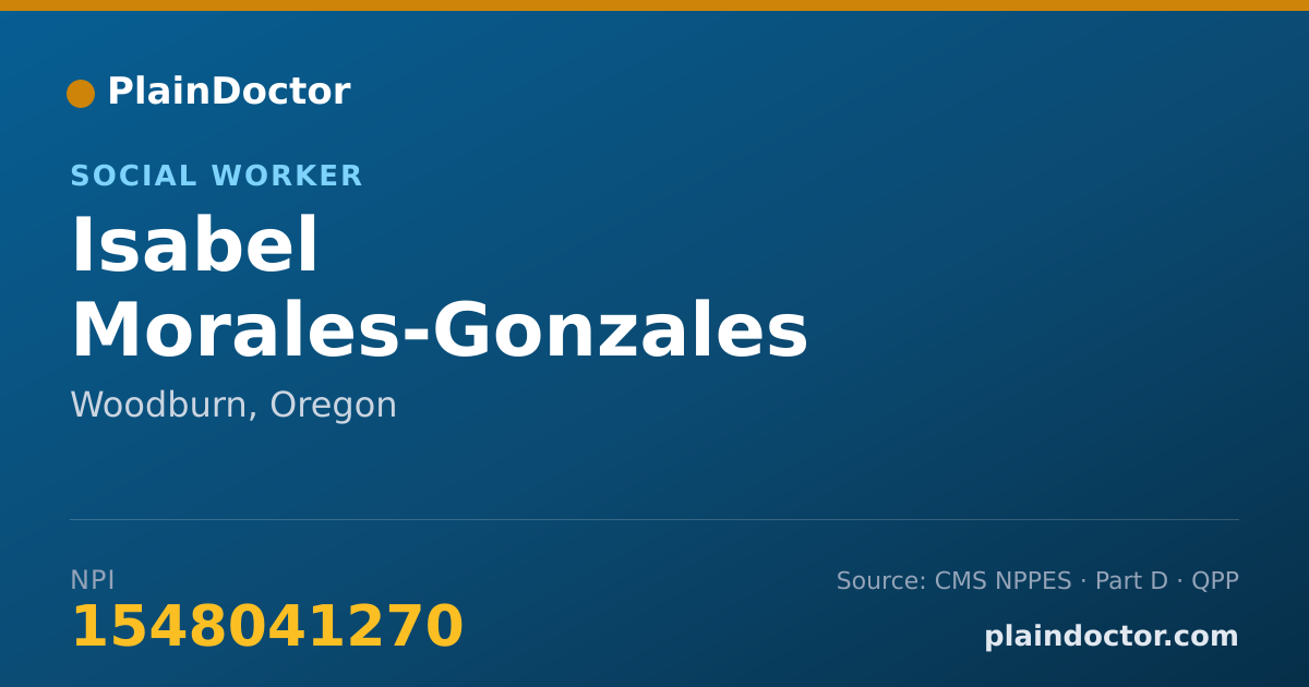 Shareable card for Isabel Morales-Gonzales - Social Worker, Woodburn, OR