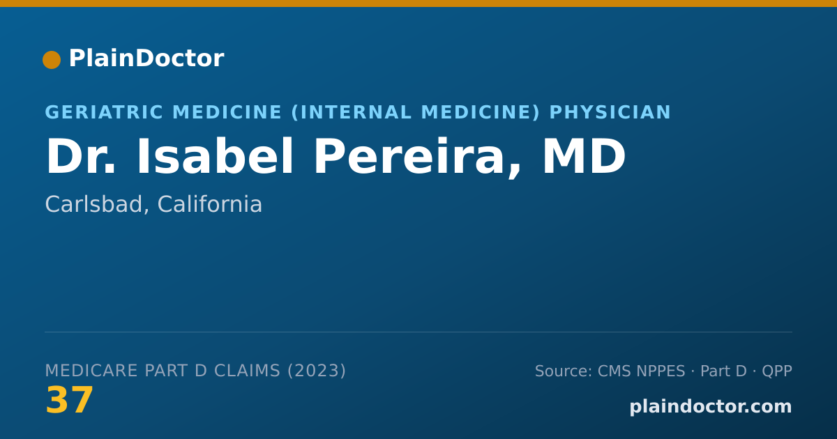 Shareable card for Isabel Pereira, MD - Geriatric Medicine (Internal Medicine) Physician, Carlsbad, CA