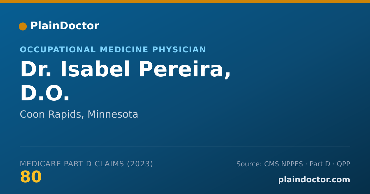 Shareable card for Isabel Pereira, D.O. - Occupational Medicine Physician, Coon Rapids, MN