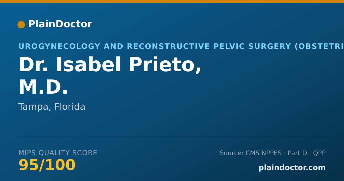 Shareable card for Isabel Prieto, M.D. - Urogynecology and Reconstructive Pelvic Surgery (Obstetrics & Gynecology) Physician, Tampa, FL