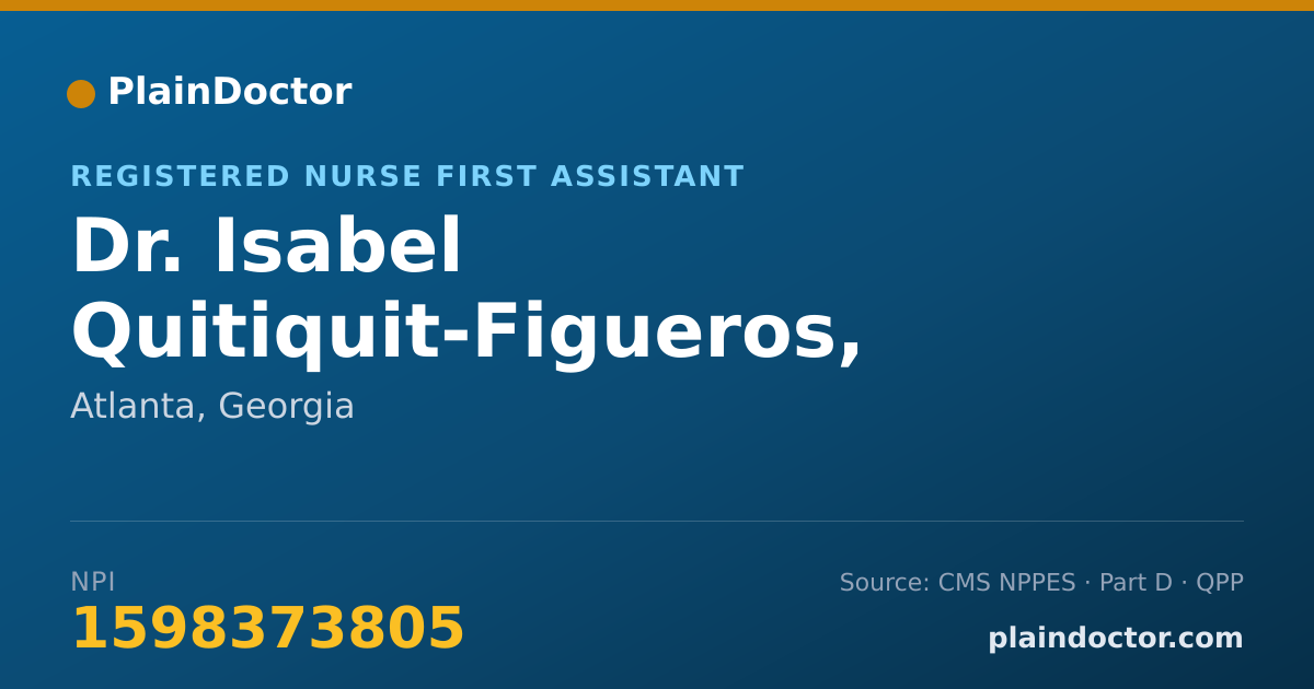 Shareable card for Isabel Quitiquit-Figueros, RNFA - Registered Nurse First Assistant, Atlanta, GA