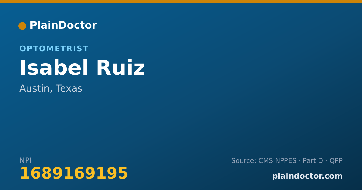 Shareable card for Isabel Ruiz - Optometrist, Austin, TX