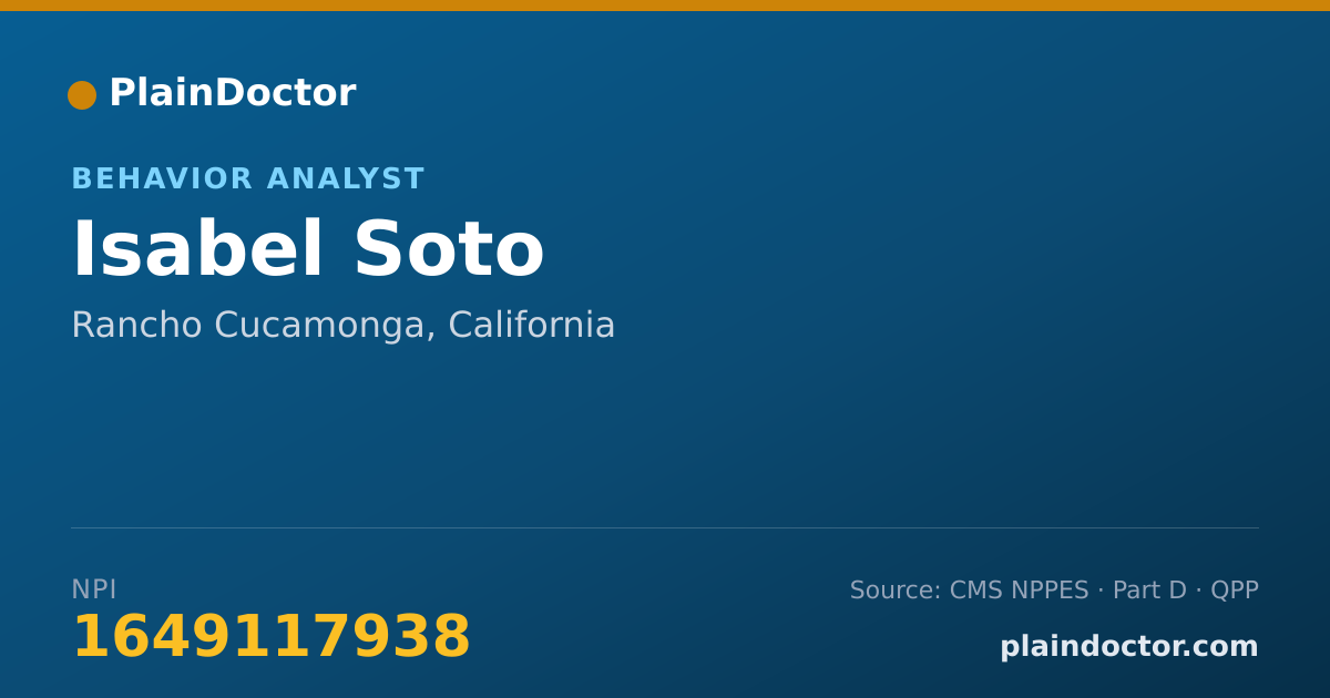 Shareable card for Isabel Soto - Behavior Analyst, Rancho Cucamonga, CA