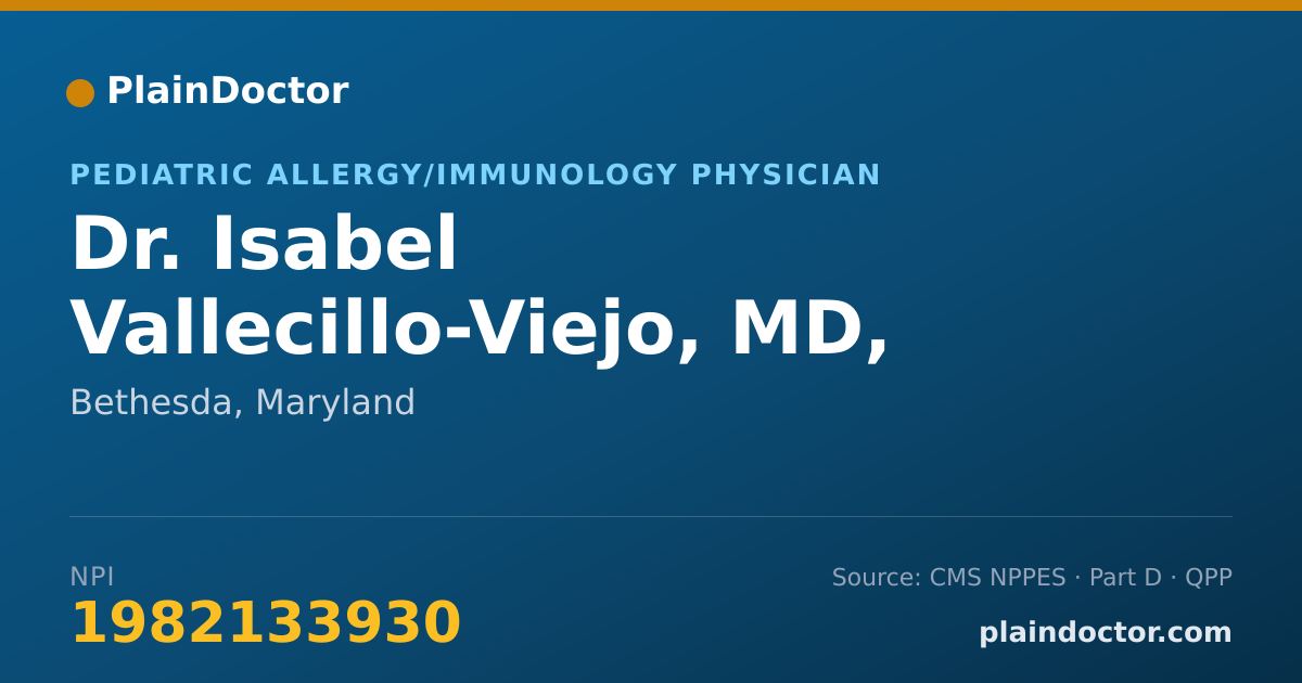 Shareable card for Isabel Vallecillo-Viejo, MD, PHD - Pediatric Allergy/Immunology Physician, Bethesda, MD