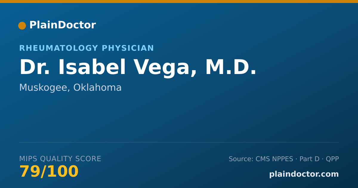 Shareable card for Isabel Vega, M.D. - Rheumatology Physician, Muskogee, OK