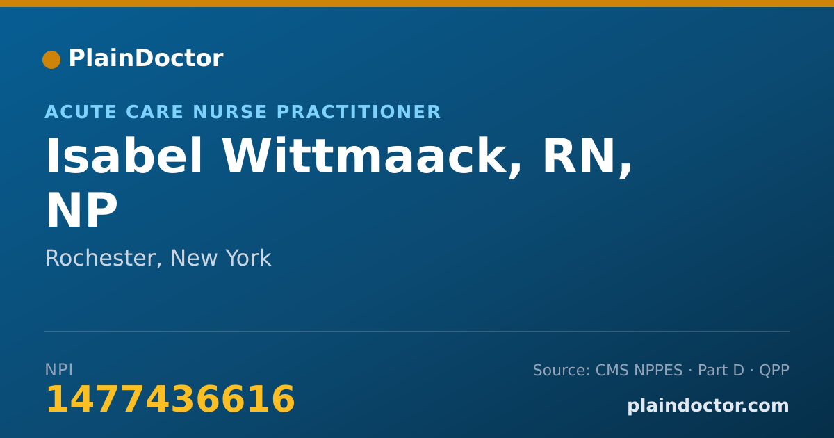Shareable card for Isabel Wittmaack, RN, NP - Acute Care Nurse Practitioner, Rochester, NY