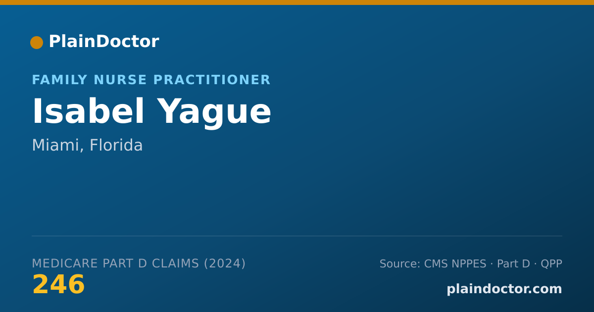 Shareable card for Isabel Yague - Family Nurse Practitioner, Miami, FL
