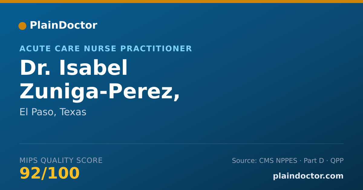 Shareable card for Isabel Zuniga-Perez, AGACNP-BC - Acute Care Nurse Practitioner, El Paso, TX