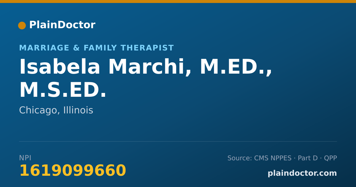 Shareable card for Isabela Marchi, M.ED., M.S.ED. - Marriage & Family Therapist, Chicago, IL