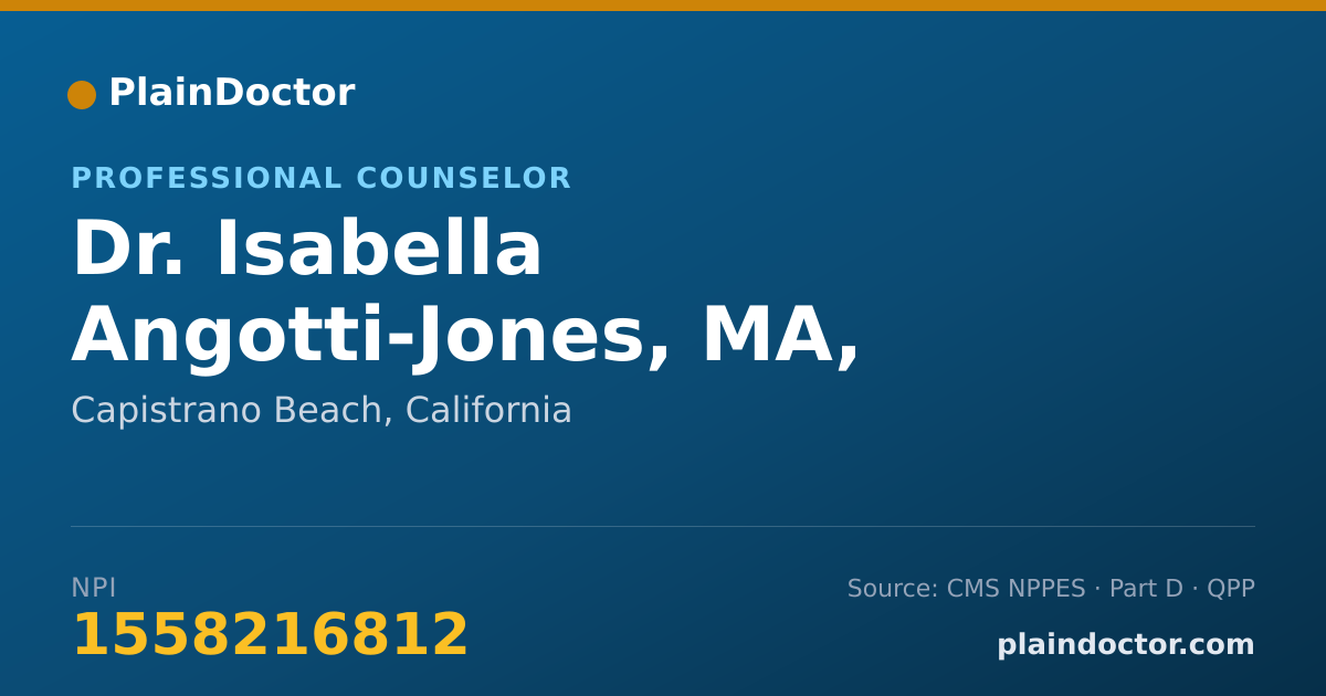 Shareable card for Isabella Angotti-Jones, MA, LPCC #21252 - Professional Counselor, Capistrano Beach, CA