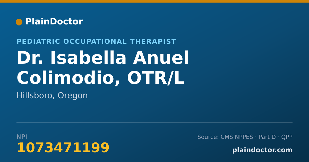 Shareable card for Isabella Anuel Colimodio, OTR/L - Pediatric Occupational Therapist, Hillsboro, OR