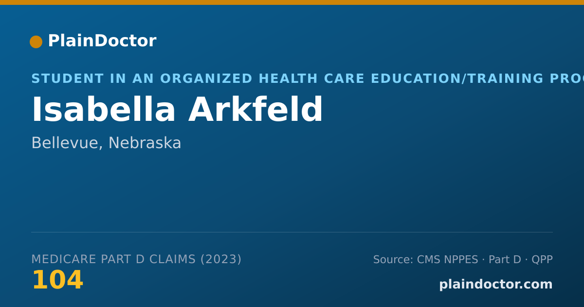 Shareable card for Isabella Arkfeld - Student in an Organized Health Care Education/Training Program, Bellevue, NE